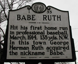 Babe Ruth HR marker