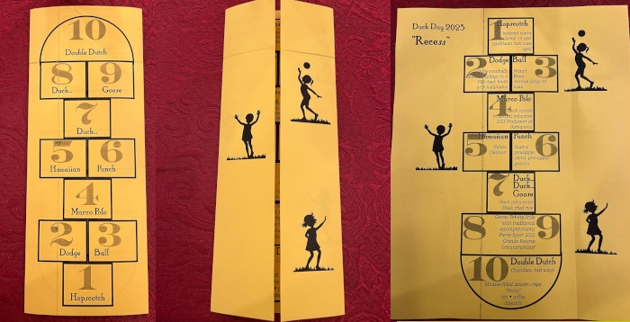 collage of three views of the menu